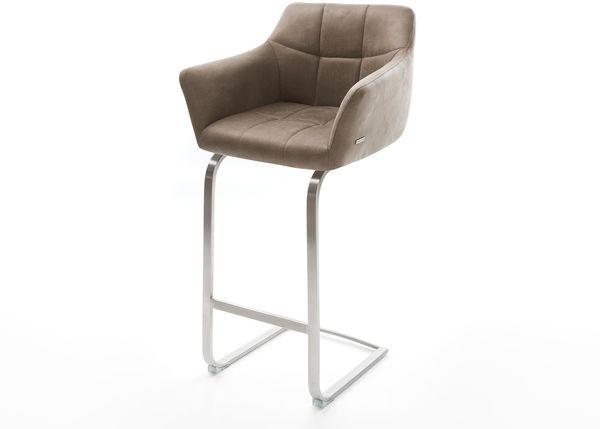 Barstuhl Yulo-Flex Vintage Taupe Freischwinger flach Edelstahl