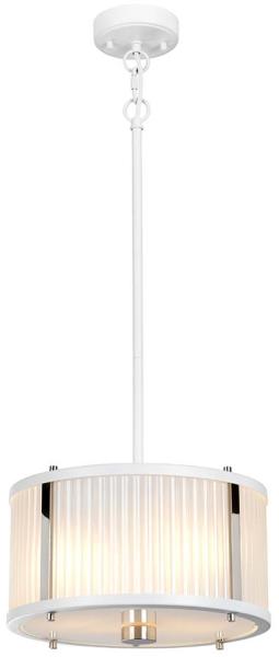 Pendellampe, Deckenleuchte, Stahl Glas, Nickel, D 30 cm