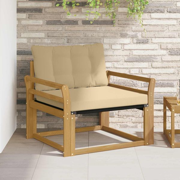 vidaXL Outdoor-Sofagarnitur Massives Akazienholz und Textilene Weiß 3439067