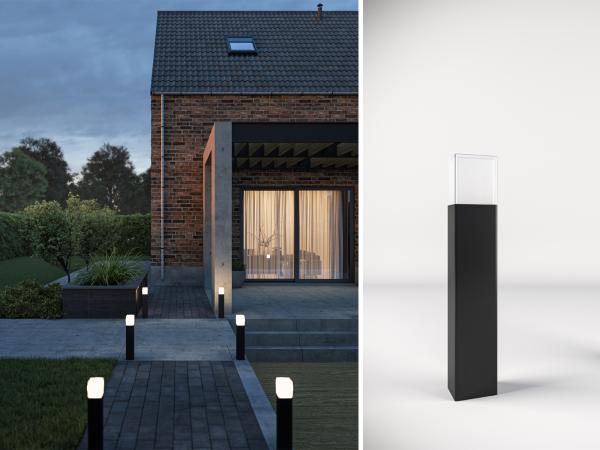 LED Pollerleuchte ALU Schwarz Wegeleuchte IP44 Höhe 50cm