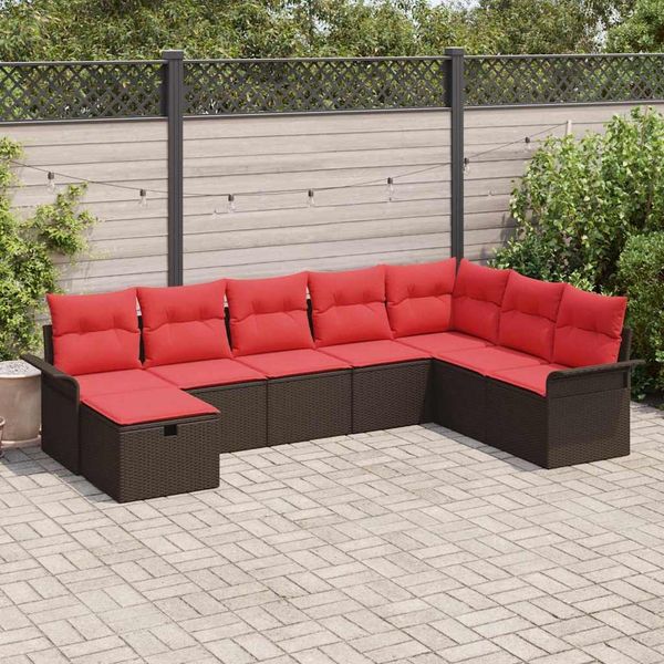 vidaXL Gartensofa-set mit Kissen mit Speicher 8 pcs Poly Rattan 3360265