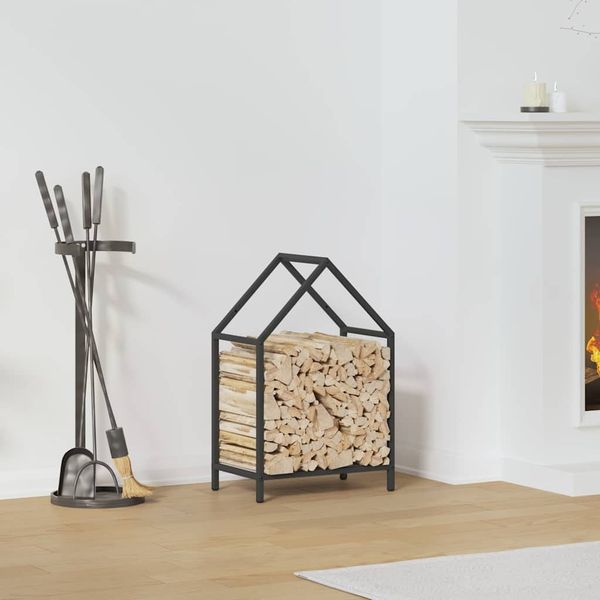 vidaXL Brennholzregal Schwarz 40x25x60 cm Kaltgewalzter Stahl 864291