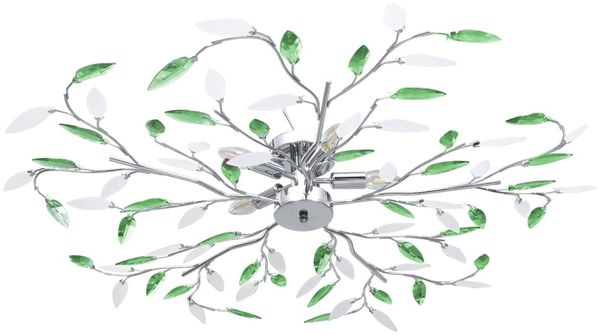 vidaXL Deckenleuchte mit Acrylglas-Blätter für 5 x E14-Lampen Grün 289241