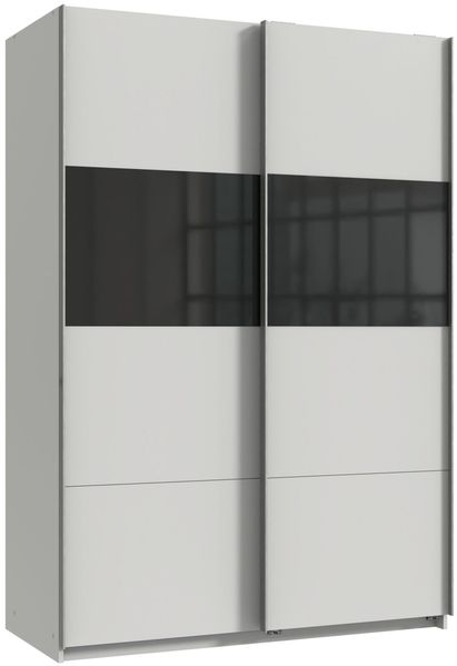 Kleiderschrank Bramfeld in Weiß mit Schwarz Glas – Schwebetürenschrank in verschiedenen Größen wählbar - Kleiderschrank 135 cm Breite