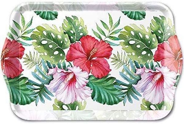 Ambiente Luxury Paper Products Tablett Serviertablett ca. 13x21 cm, Hibiskus Sommer Blumen Kollektion, Sommer Kollektion Hibiskus / Ideal als Geschenk