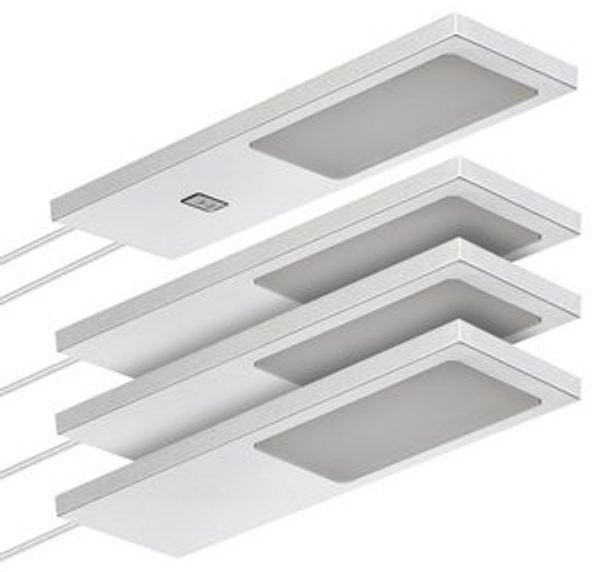 SO-TECH® LED Unterbauleuchte LED Möbelleuchte GIULIA II, stufenlos dimmbar, LED fest integriert, Warmweiß, 4er Set warmweiß mit/ohne Sensor inkl. 33W Trafo, silbergrau Bild 6