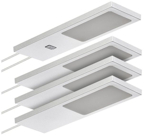 SO-TECH® LED Unterbauleuchte LED Möbelleuchte GIULIA II, stufenlos dimmbar, LED fest integriert, Warmweiß, 4er Set warmweiß mit/ohne Sensor inkl. 33W Trafo, silbergrau Bild 5
