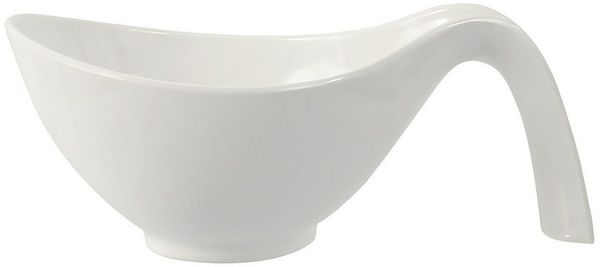 OSTWOLKE Suppenschale Schale Flow Bol Schüssel mit Griff weiß 700 ml, Melaminharz