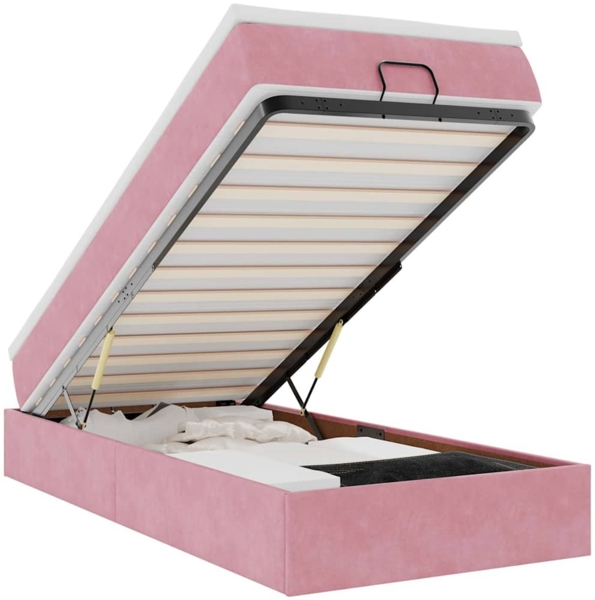 vidaXL Ottoman-Bett mit Matratze Rosa 90x190 cm Samt 3311158