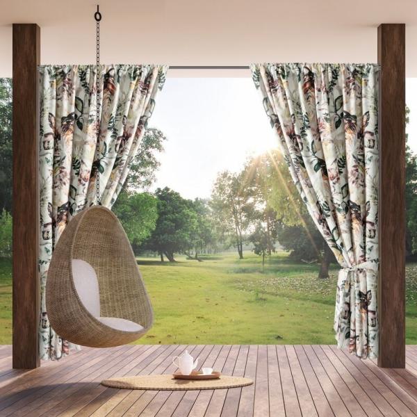 Terassenvorhang Outdoor Vorhang zum Garten Wasserfest 2 weiß stahl 155X200 Tunnelzug