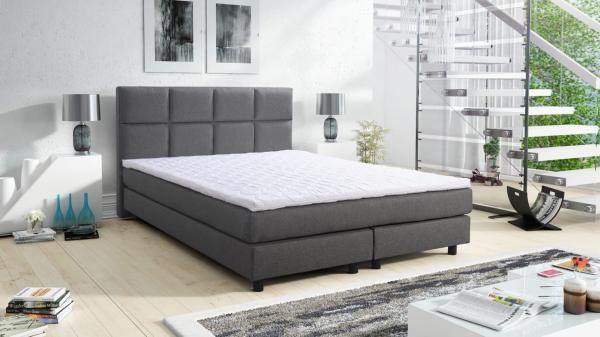 Boxspringbett Boxbett Glenn 1 Tablet Hotelbett 140x200 Bett Topper  grau