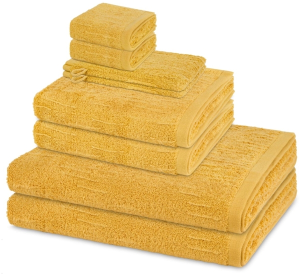 Ross Premium 8 tlg. Frottier-Set - 2 X Handtuch (50 X 100cm), 2 X Duschtuch (70 X 140cm), 2 X Gästetuch (30 X 50cm), 2 X Waschhandschuh (16 X 22cm) - 500 - Safran