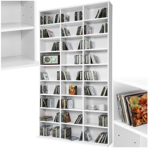 tectake CD-Regal Medienregal Christel in Holzoptik 180x102x23,5cm, Sammlerset 1-tlg, höhenverstellbare und herausnehmbare Zwischenböden