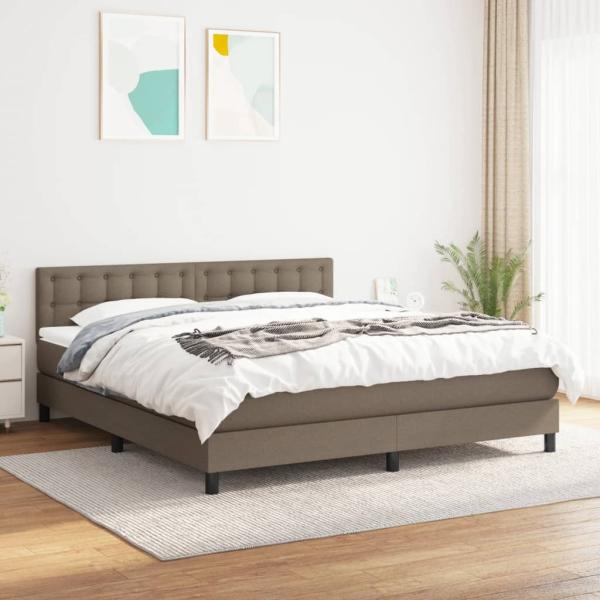 vidaXL Boxspringbett mit Matratze Taupe 160x200 cm Stoff 3140389