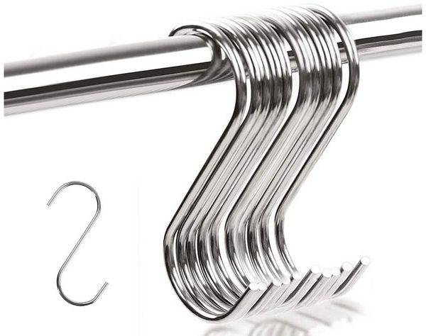 BlingBin S-Haken Wandhaken Aufhängehaken Edelstahl S Haken Schwerlast Haken Rostfrei, Duschen, Vorhange, Schlafzimmer, Schrank, Turen, Badezimmer, (1er Set, 10-St, 10 Stück), Vorhang Haken, Handtuchhaken für Badezimmer, Schlafzimmer, Büro, Küche