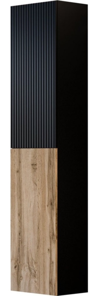 Vitrine Cholon 2D (Farbe: Schwarz / Schwarz + Wotan Eiche)