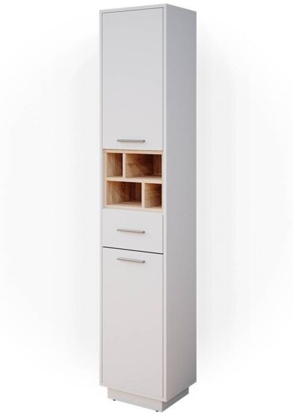 Vicco 'Beatrice' Hochschrank, Spanplatte, 38 x 190 x 30 cm, Weiß / Sonoma Eiche