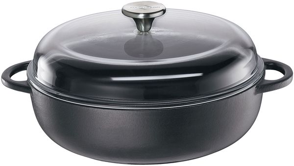 Küchenprofi Provence Guss Bauernpfanne 28 cm schwarz mit Glasdeckel