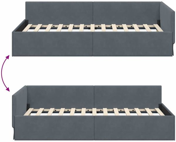 vidaXL Eckbettgestell mit Kopfteil Dunkelgrau 100 cm x 200 cm Samt 42016092 Bild 9