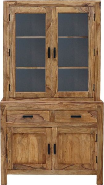 Vitrine Rami 100x180x50 aus indischem Sheesham-Massivholz