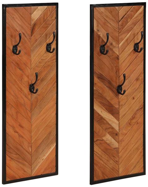vidaXL Wandgarderobe 2 Stk. 35x1x90 cm Massivholz Akazie 373621