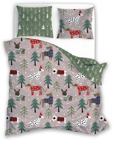 texpot Bettwäsche Weihnachten Winter Wendebettwäsche Garnitur, 100% Baumwolle, 2 teilig