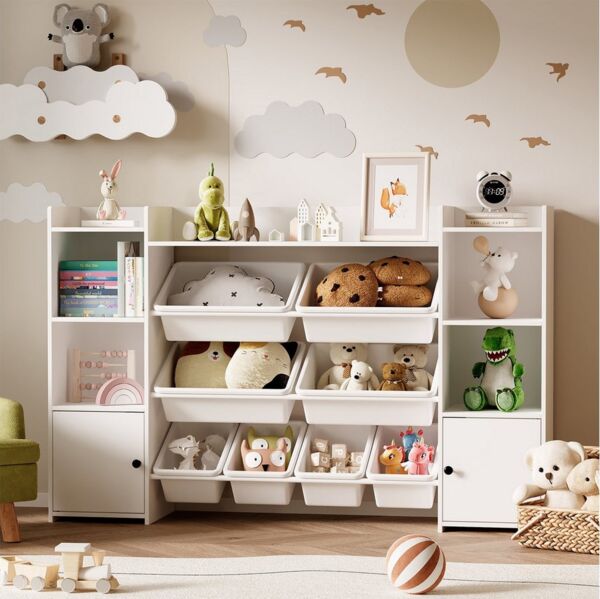 Bealife Spielzeugtruhe Kinderregal mit 8 Boxen, weiß