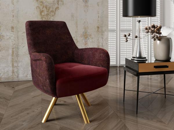 Sessel Drehsessel VALERIE in Stoff Touch Me und Elisa Velvet Bordeauxrot