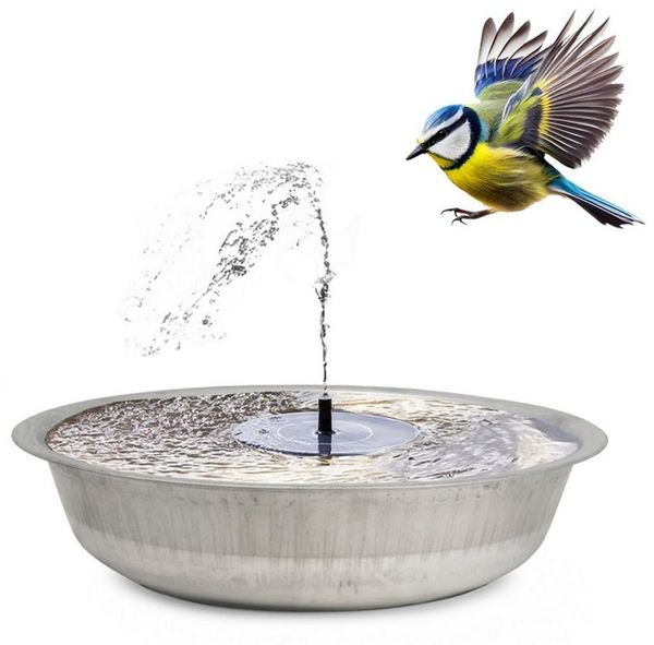 matches21 HOME & HOBBY Blumentopf Solarbrunnen Set mit 50 cm XXL Zink Schale (1 St), Solar Garten Springbrunnen für draußen