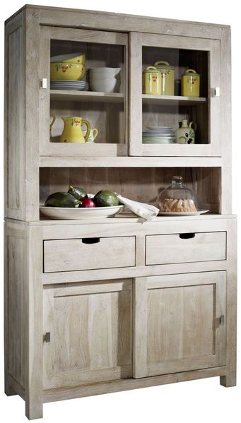Buffet Akazie 110x45x190 white stone getüncht NATURE WHITE #64