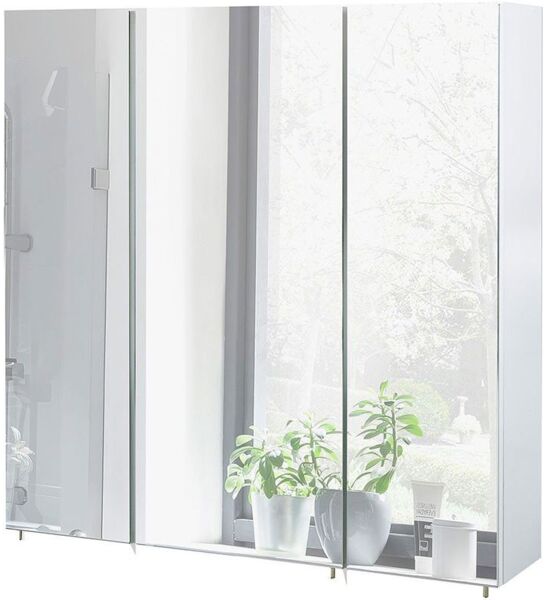 Lomadox Spiegelschrank Lumo Badezimmer Badschrank weiß Glanz grifflos 70x75x16 cm