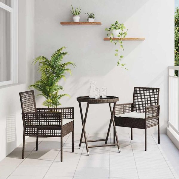 vidaXL Garten Bistro Set 3 pcs Braun Poly-Rattan 3334963