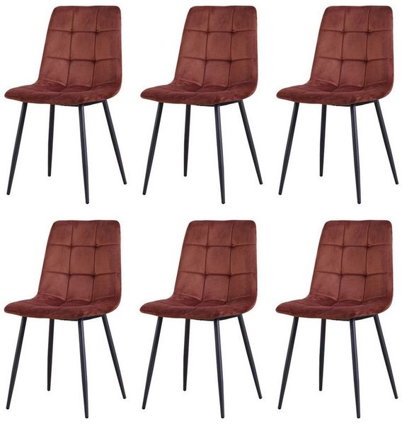 HTI-Living Esszimmerstuhl Esszimmerstuhl 6er Set Braun Mesa (Set, 6 St), Küchenstuhl mit Samtbezug