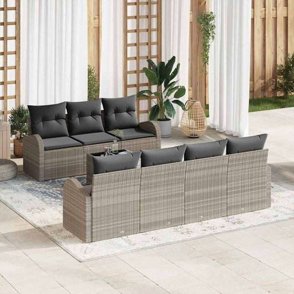 vidaXL Gartensofa-set Hellgrau 55 x 55 x 37 cm Poly-Rattan 3345952