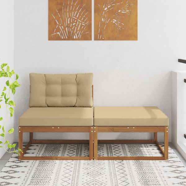 vidaXL Sectional Sofa Einheiten mit Kissen 2 Stück Natur 900550