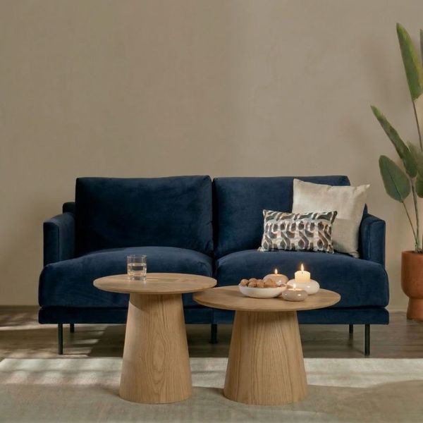 Bronx71 Samt Sofa Denver 2,5-Sitzer dunkelblau