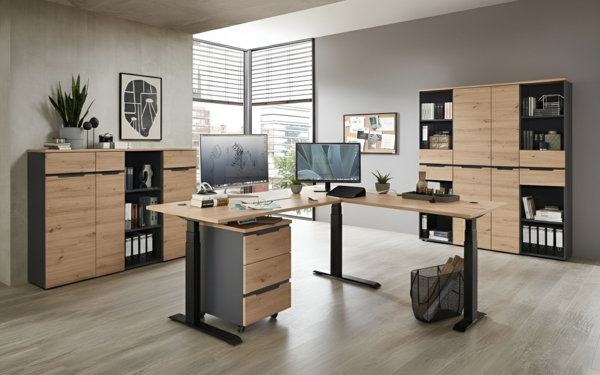 Komplettbüro MEMPHIS XI 8-teilig Front Artisan Eiche Korpus Graphit
