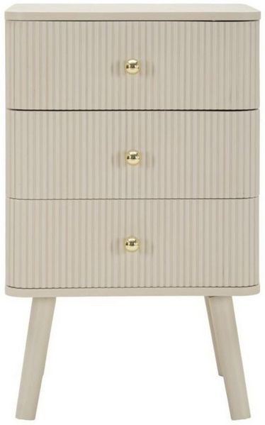 Natur24 Nachtkonsole Shy Nachttisch 37,5 x 61 x 34 cm MDF Pinie Eisen Weiß Gold