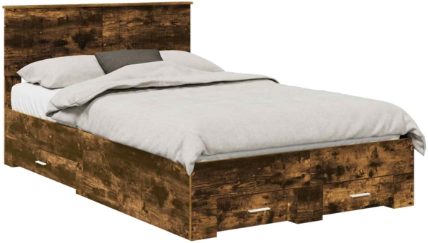 vidaXL Bettrahmen Geräucherte Eiche 120x190 cm Holzwerkstoff 3410926
