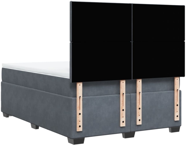 vidaXL Boxspringbett mit Matratze Dunkelgrau 140x200 cm Samt 3290925 Bild 9