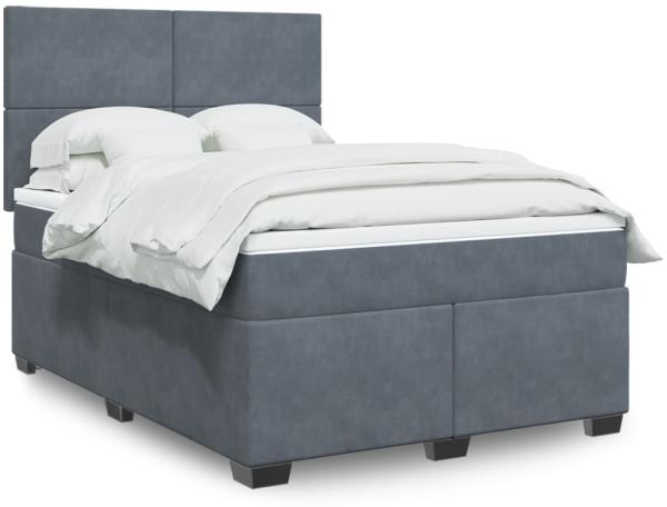 vidaXL Boxspringbett mit Matratze Dunkelgrau 140x200 cm Samt 3290925