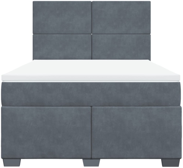 vidaXL Boxspringbett mit Matratze Dunkelgrau 140x200 cm Samt 3290925 Bild 3