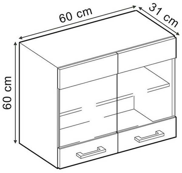 Küchenglasschrank R-Line Sonoma 60 cm Vicco Bild 2