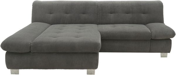 DOMO collection Ecksofa 100031 kompakte Stellmaße, komfortabel und bequem, L-Form, wahlweise mit Bettfunktion und Armteilverstellung. Breite 234 cm