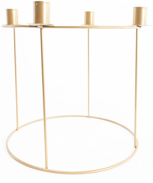TrendLine Deko Metall Adventskranz, gold, Ø 29 cm Weihnachtskranz Tischkranz