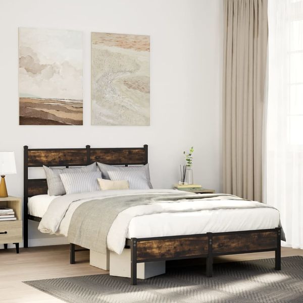 vidaXL Bettgestell ohne Matratze mit Kopfteil Sonoma-Eiche 120x200 cm 4017198