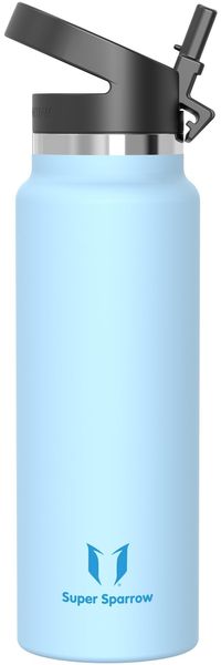 Super Sparrow Trinkflasche Edelstahl 1200ml - Breite Öffnung SwivelSip Thermosflasche - BPA-Frei Thermoskanne, Ergonomisch Trinkflaschen Strohhalm für Sport, Travel, Schule, Outdoor