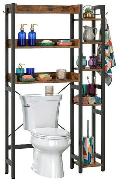 Relaxdays Toilettenregal 3 Ebenen mit Seitenablage