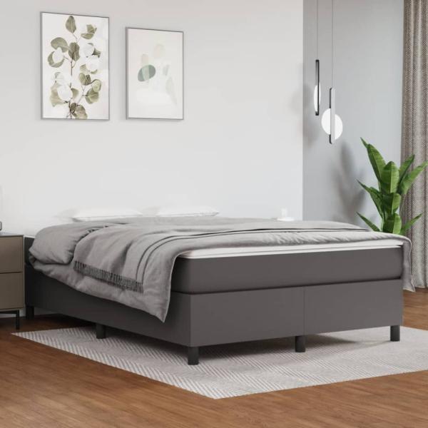 vidaXL Boxspringbett mit Matratze Grau 140x200 cm Kunstleder 3144612