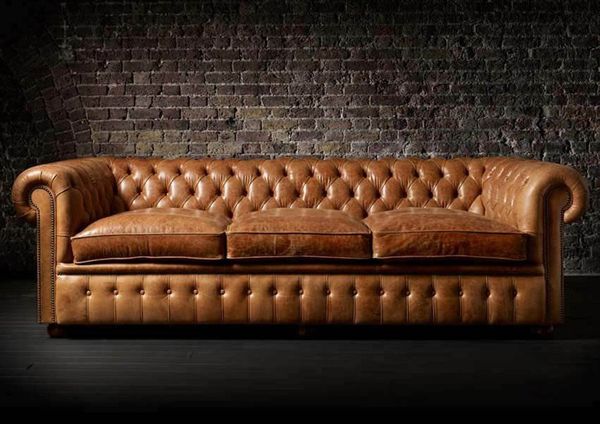 JVmoebel Chesterfield-Sofa Chesterfield Design Luxus Sofa Premium Rustikal Echtleder 3 Sitzer, Made in Europa